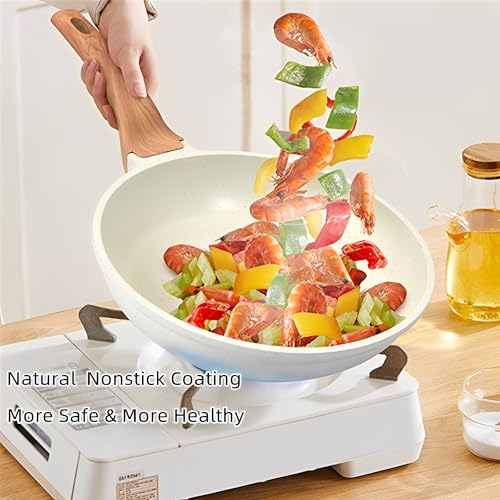 Beauenty Nonstick Frying Pan Skillet Set,White Nonstick Granite Fry Pan Egg Pan Omelet Pans,Granite Skillet Set for All Stovetops,PFOS & PFOA Free,Eco-friendly and Easy to Clean (8+9.5+11Inch)