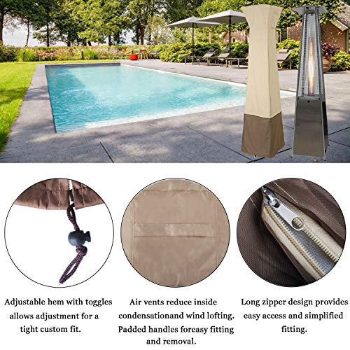 Gekufa Pyramid Torch Patio Heater Cover Heavy Duty Waterproof Propane Cover, 21 x 21 x 90 Inch