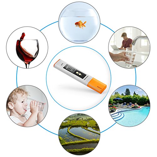 Digital PH Meter, VANTAKOOL Pocket Size pH Meter Digital Water Quality Tester for Household Drinking Water, Hydroponics, Aquariums, Swimming Pools, PH Tester with ATC 0-14 pH Measurement Range(Orange) - Thumbnail 5