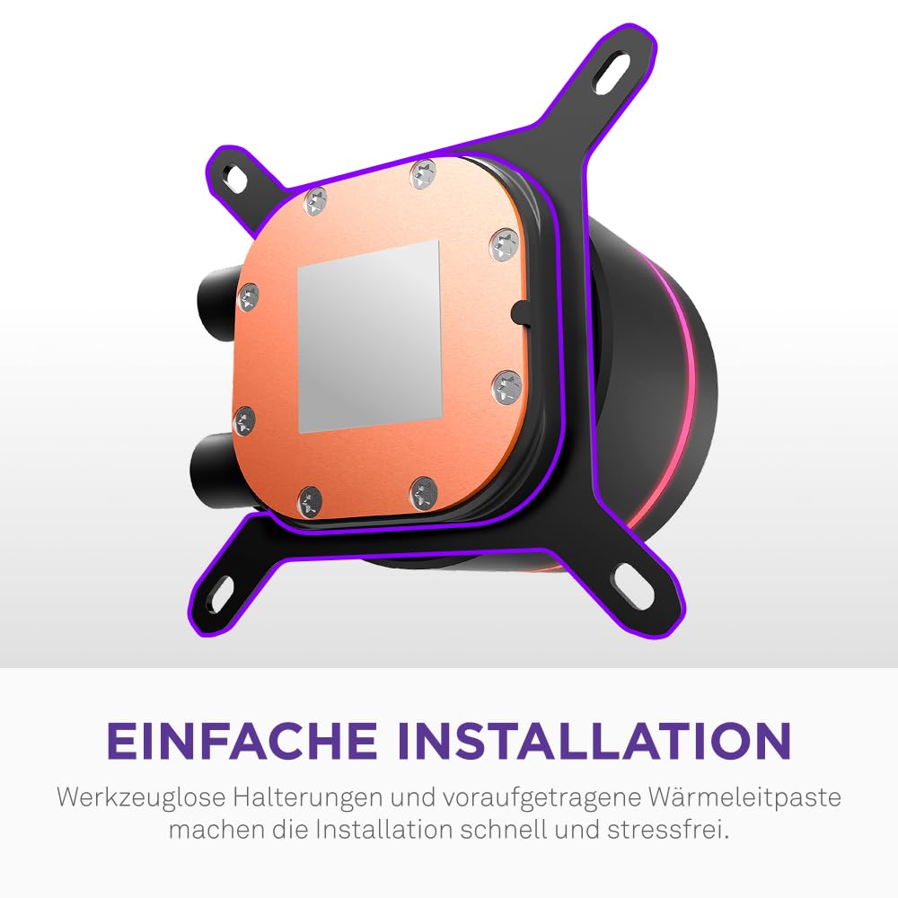 NZXT Kraken Core 240 RGB – AIO CPU-Flüssigkeitskühler – Anpassbares LCD-Display – Hochleistungs-Lüfter – Kompatibel mit Intel® & AMD® Sockel – Core 240 RGB – Schwarz 7