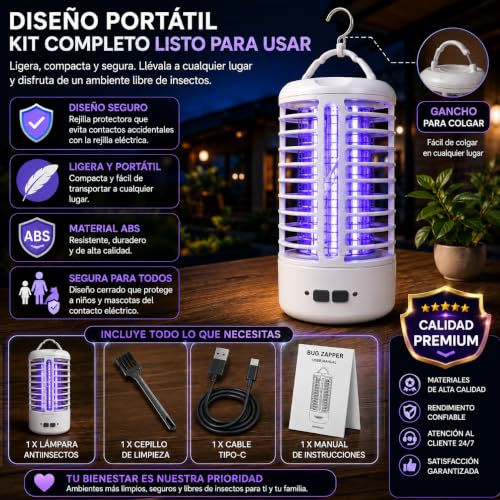ZALEZ - Lampara Antimosquitos Interior y Exterior - Mata Mosquitos Electrico UV de 4200 V y 18 W - Anti Moscas y Todo Tipo de Insectos Voladores de Gran Alcance.
