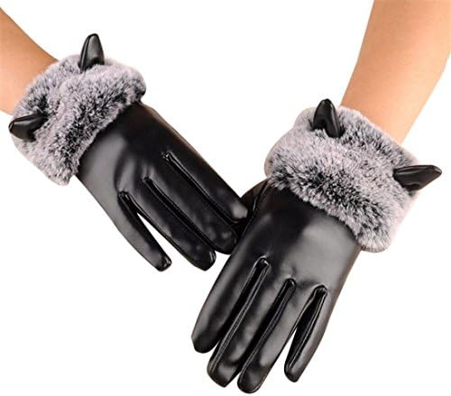 Winter Warm Gloves,Sulear PU Windproof Soft Plush Touchscreen Texting Driving Mitten For Women Girl