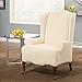 SureFit Stretch Pinstripe - Wing Chair Slipcover - Cream
