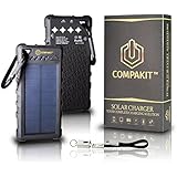 Solar Phone Charger by Compakit | Huge Capacity 16000 mAh Dual USB Power Bank | IP67 Waterproof with 4 LED Flashlight, Universal Compatibility Cell Phone Battery Pack | Perfect Gift for Men &amp; Women