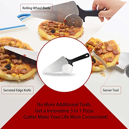 Pizza Cut wheel - ANKOU Spatula Server Stainless Steel Razor Sharp Cutter for Pizza, Pie,Bread - Professional 3-In-1 Pie Server Cutter - Easy to Use& Dishwasher Safe