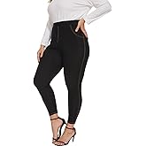 WIPLORE Jean Look Jeggings for Women Plus Size High Waist Stretch Denim Leggings with Pockets Skinny Pull On Pants 1X-4X