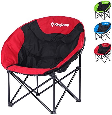 Quik Chair Lightweight Portable Stable Folding Camp Moon Leisure Chair with Convenient Shoulder Strap and Storage Bag (Black/Red)