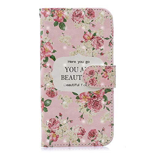 Yobby Case for Samsung Galaxy A6 Plus 2018,Premium PU Leather Wallet Case 3D Vintage Pink Floral Pattern for Women,Magnetic Closure Book Style Flip Cover with Credit Card Holder and Stand