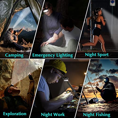 LETOUR Linterna Frontal LED, Superbrillante USB Recargable, 1000 Lm, 7 Modos, Luz De Advertencia Roja, IPX5, Resistente Al Agua, Para Correr, Correr, Pescar, Camping, Ciclismo, Senderismo, Trabajo