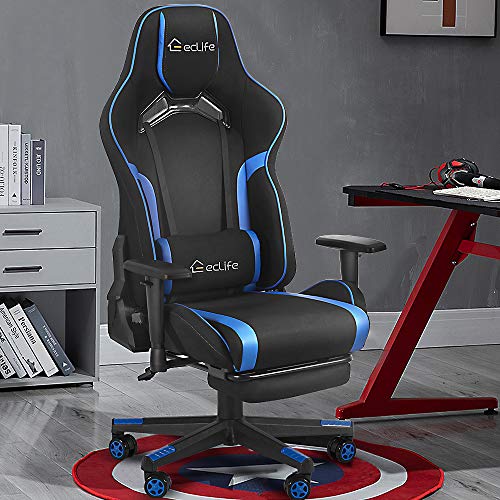 eclife Ergonomic Gaming Chair with Lumbar Massage Pillow Racing PC