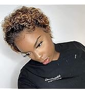 BaiHong 6 inch Short Curly Lace Front Wigs Human Hair 13X1 Pixie Cut Short Curly Human Hair Wigs ...