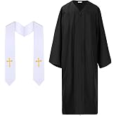 Clergy Robe for Women Men, Church Minister Robe Set with Cross Stole | Unisex Priest Costume for Worship Baptism, Pastor Pulpit, Choir Performance, Confirmation Graduation