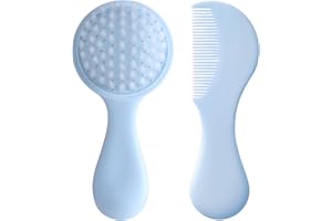 BLOOMLET BABY Baby Hair Comb Set Soft Baby Hair Brush Baby Comb Hair Comb Set Newborn Baby Hair Brush and Comb Set Baby Care Hair Brush for Girls and Boys,Baby Hair Brush Set for Newborns, Blue
