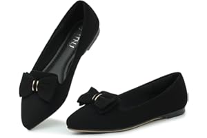 MUSSHOE Ballet Flats Dress Shoes for Women Comfortable Women's Pointed Toe Flat Slip On with Bow