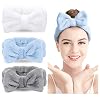 Spa Headband – 3 Pack Bow Hair Band Women Facial Makeup Head Band Soft Coral Fleece Head Wraps For Shower Washing Face…