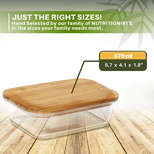 Greener Chef Glass Food Storage Containers with Bamboo Lids (370 mL