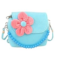 Vi.yo Girls Princess Handbags Cute Little Girls Fashionable Fun Fuzzy Floral Handbag for Small Girls Toddlers and Preschoolers (Blue)