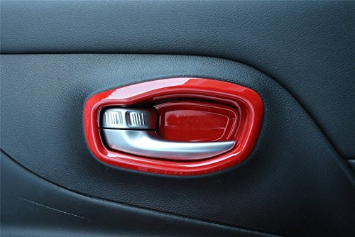 FMtoppeak 4 pcs Car Inner Door Handle Bowl Cover Trim Frame for Jeep Renegade 2014 UP Red