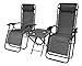 Rxmoto Zero Gravity Chairs Table with Cup Holder Set 3 Pieces Adjustable Folding Lounge Recliners with Head Rest Pillow for Patio Outdoor Yard Beach Pool Support 350lbs