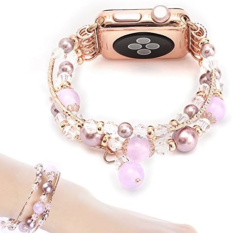 42mm Apple Watch Band - Farred360 Quick Release Luxury Handmade Jewelry Pearl Wrist Strap Replacement Bracelet iwatch Band for Apple Watch Series 1, Series 2, Series 3, Bling Purple