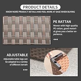 Rattaner Patio Furniture Wicker Coffee Table Outdoor Garden Square Side Table with Tempered Glass Top Brown 51XCRDCuO6L