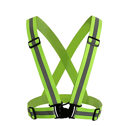 RICHELE High Visibility Adjustable Reflective Vest , Elastic Safety Vest for Running Jogging Cycling Biking Working (Yellow)