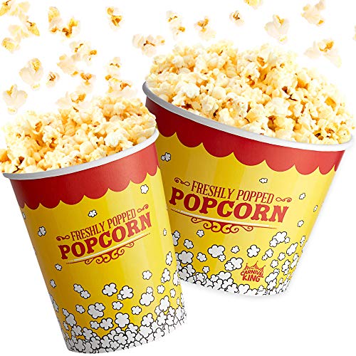 CUSINIUM [50pack] 32 oz Popcorn Cups + [25pack] 85 oz Popcorn Tubs