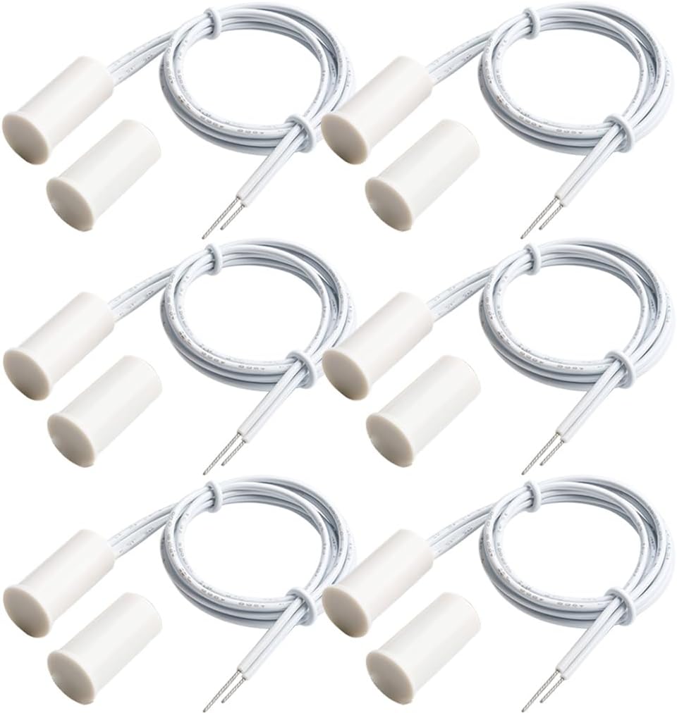 Gebeldet 6pcs Wired Recessed Door Window Magnetic Reed Switch Alarm Sensor White