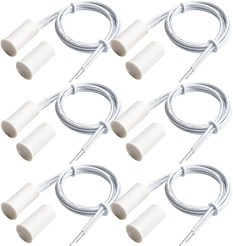 Gebeldet 6pcs Wired Recessed Door Window Magnetic Reed Switch Alarm Sensor White