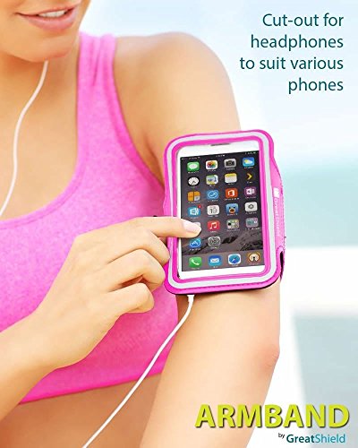 iPhone 6s Armband, GreatShield FIT Neoprene Stretchable Arm Holder Sports Case for Running Workouts with Key Slot for Apple iPhone 6S (2015) & 6 (4.7") (Pink) (Certified Refurbished) - Thumbnail 3