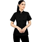 Short Sleeves side Mesh Vented Chef Coat Jacket Uniform for Women Food Service, Caterers, Bakers and Culinary Professional