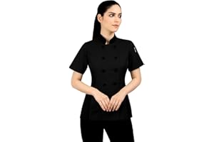 UNIFORMATES Short Sleeves side Mesh Vented Chef Coat Jacket Uniform for Women Food Service, Caterers, Bakers and Culinary Professional