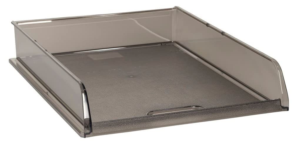 Exacompta - Ref 10027D - Document & Letter Tray - 354 x 272 x 64mm in Size, Suitable for Holding B4 Documents, Vertically Stackable - Grey Translucent