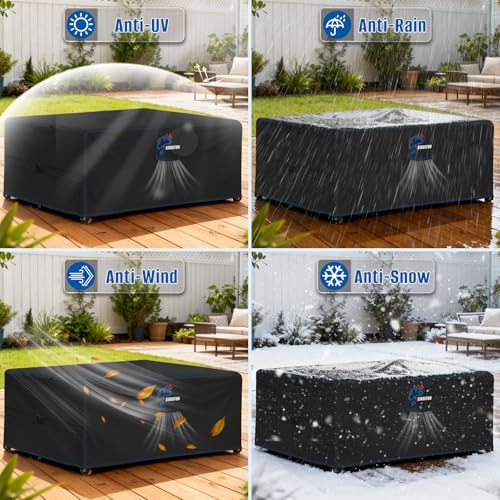 SIRUITON Garden Furniture Covers 180 x 150 x 74 cm with Air Venting, Waterproof, Windproof, 520D Oxford Fabric, Tear Resistant, Large Cover for Patio, Cover