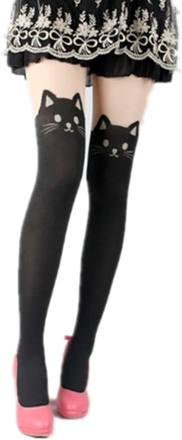 Amazon Co Jp フェイクニーハイストッキング フェイクサイハイストッキング 猫 ネコ ねこ Lgw 003 服 ファッション小物