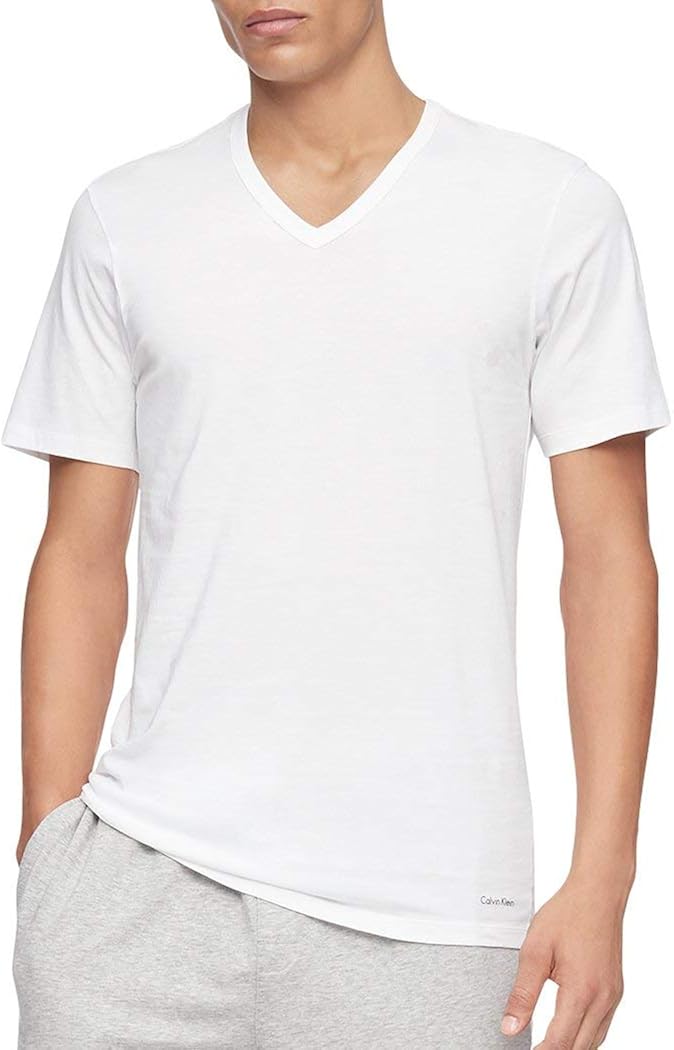 Calvin Klein Men's Cotton Classic Slim Fit V Neck T-Shirts at  Men’s Clothing store