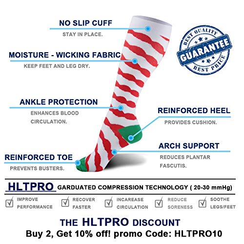 HLTPRO 20-30 mmHg Compression Socks Women & Men - Compression Stockings for Running, Nurse, Flight, Travel - Thumbnail 4