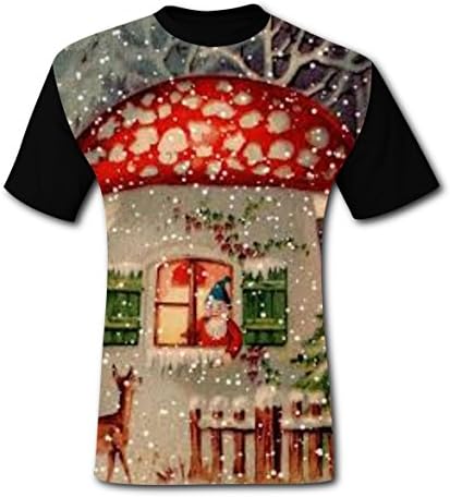 The mighty Men's Various Mushrooms House Short Sleeve Tshirts Tee For Men Black 3XL