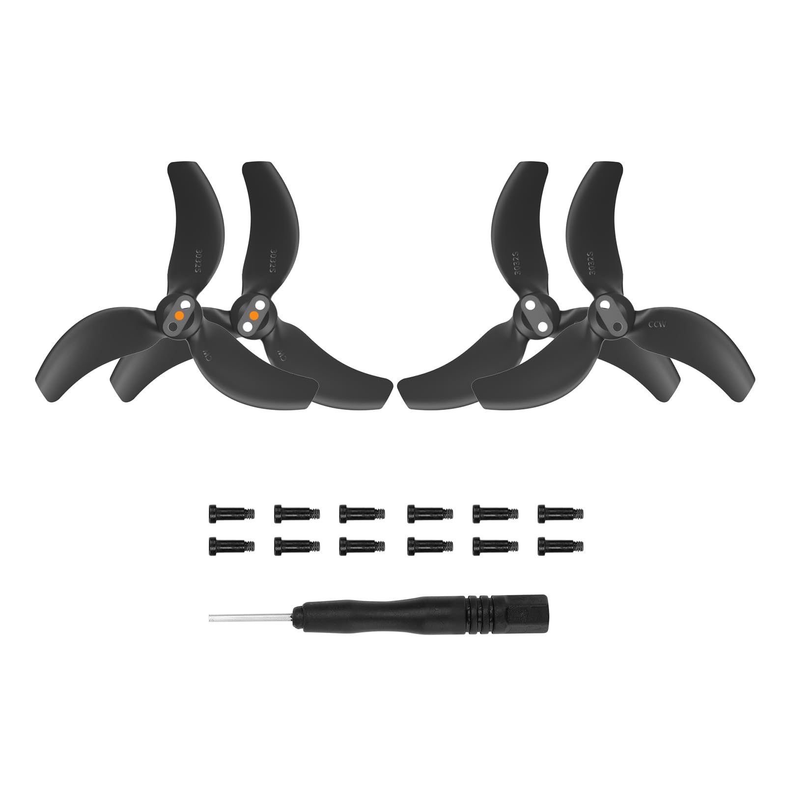 1 Pair/ 2Pairs Propellers Blade for DJI Avata 2 Drone Accessories,Propellers Replacement Blades Prop with Screwdriver for Avata 2 (2 Pairs (Black))
