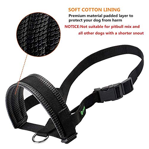 Nylon Dog Muzzle for Small,Medium,Large Dogs Prevent from Biting,Barking and Chewing,Adjustable Loop(M/Black)