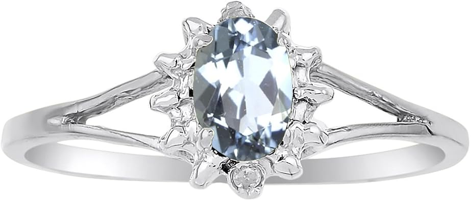 Amazon Com March Birthstone Ring Aquamarine In Sterling Silver Or Yellow Gold Plated Silver 925 Jewelry