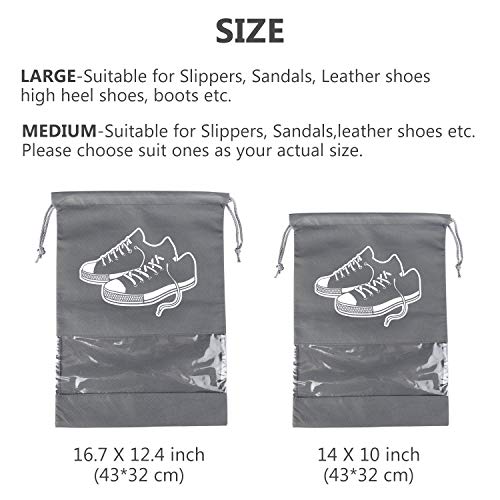 Portable Travel Shoe Bags Shoes Organizer Space Saving Storage Bag with Clear View Window for Men and Women (10 Pack, Medium)