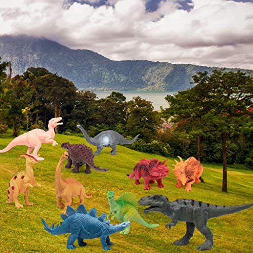 Pupu Pig 7" Dinosaurs Pack of 12 Large Plastic Assorted Dinosaur Figures Plastic Dinosaurs, Jumbo Dinosaurs, Dinosaur Toys For Kids for Dinosaur Themed Party, birthday, Christmas, Halloween, and Easte