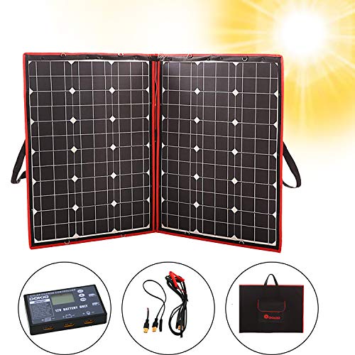 DOKIO 100 Watts 12 Volts Monocrystalline Foldable Solar Panel with Charge Controller