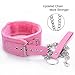 AOTENG STAR PU Leather Fur Collars Choker with Chain Detachable Leash for Women-Pink