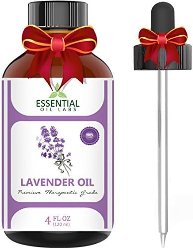 Lavender Essential Oil - Highest Quality Therapeutic Grade Backed by Research - Largest 4 Oz Bottle with Premium Glass Dropper - 100% Pure and Natural - Guaranteed Results - Essential Labs