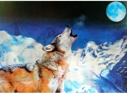 Lrg alta definición 3D Pic - Lobo aullando a la luna. Imprimir en ...