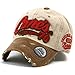 ililily Cane's Distressed Vintage Embroidered Baseball Cap Snapback Trucker Hat Beige