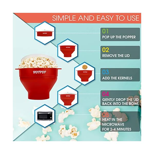 The Original Hotpop Microwave Popcorn Popper, Silicone Popcorn Maker