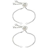 Beebeecraft 2Pcs 925 Sterling Silver Adjustable Slider Bracelet Chain Italian Ball Bead End Chains with Stop Beads and Loop for Jewellery Bracelets Making, Short 2.17in